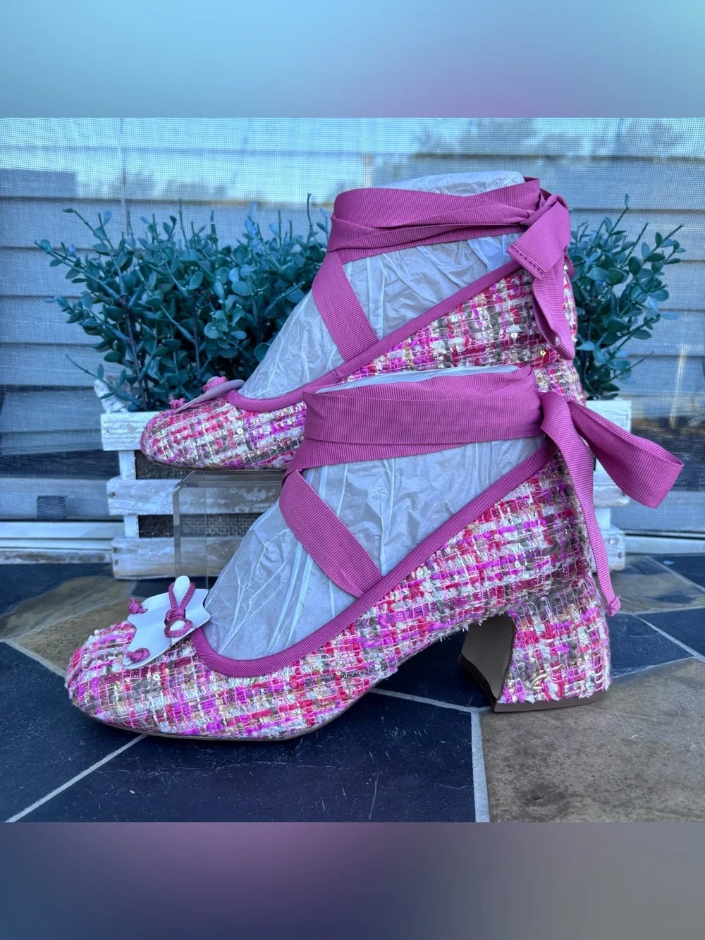Circus By Sam Edelman Della Ankle Wrap Pump Size 9.5 Pink Multi Block Heel